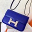 Hermes Epsom Constance 24cm Blue Electric Handmade Bag QY01811