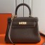Hermes Etoupe Clemence Kelly 20cm GHW Bag QY00068