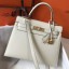 Hermes Kelly 28cm Sellier Handbag In White Epsom Leather QY01888