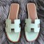 Hermes Oran Sandals In Aqua Lizard Leather QY01496