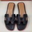 Hermes Oran Sandals In Black Swift Leather QY01079