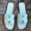 Hermes Oran Sandals In Blue Atoll Epsom Leather QY01284