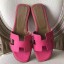 Hermes Oran Sandals In Rose Red Epsom Leather QY00860