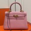 Hermes Pink Clemence Kelly 20cm GHW Bag QY01996