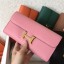 Hermes Pink Epsom Constance Long Wallet QY00454