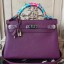 Hermes Purple Clemence Kelly 28cm Bag QY00973