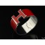 Hermes Red Enamel Clic H Bracelet Narrow Width (33mm) In Silver QY00544