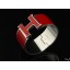 Hermes Red Enamel Clic H Bracelet Narrow Width (33mm) In Silver QY00544