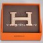 Hermes Reversible Belt 18k Rose Gold Plated H Buckle with Single Row Full Diamonds QY01851