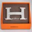 Hermes Reversible Belt 18k Silver Plated H Buckle with Single Row Full Diamonds QY01010