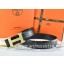 Hermes Reversible Belt Black/Black Crocodile Stripe Leather With18K Gold Wave Stripe H Buckle QY01168