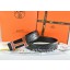 Hermes Reversible Belt Black/Black Ostrich Stripe Leather With 18K Brown Silver Narrow H Buckle QY00016