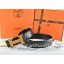 Hermes Reversible Belt Black/Black Ostrich Stripe Leather With 18K Orange Gold Width H Buckle QY01701