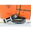 Hermes Reversible Belt Black/Black Ostrich Stripe Leather With 18K White Silver Narrow H Buckle QY00790