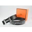 Hermes Reversible Belt Black/Black Togo Calfskin With 18k Gold Wave Stripe H Buckle QY00655