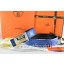 Hermes Reversible Belt Blue/Black Ostrich Stripe Leather With 18K Gold Big H Buckle QY00787