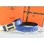 Hermes Reversible Belt Blue/Black Ostrich Stripe Leather With 18K Gold Wave Stripe H Buckle QY00081