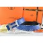 Hermes Reversible Belt Blue/Black Ostrich Stripe Leather With 18K Silver Geometric Stripe H Buckle QY00293