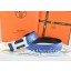 Hermes Reversible Belt Blue/Black Ostrich Stripe Leather With 18K White Silver H Buckle QY00542