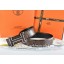 Hermes Reversible Belt Brown/Black Crocodile Stripe Leather With18K Black Silver H Buckle QY01103