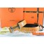 Hermes Reversible Belt Orange/Black Crocodile Stripe Leather With18K Silver H au Carre Buckle QY00181