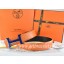 Hermes Reversible Belt Orange/Black Ostrich Stripe Leather With 18K Blue Silver Narrow H Buckle QY01001