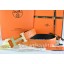 Hermes Reversible Belt Orange/Black Ostrich Stripe Leather With 18K Gold Bamboo Strip H Buckle QY02037