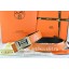 Hermes Reversible Belt Orange/Black Ostrich Stripe Leather With 18K Gold Big H Buckle QY02262