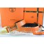 Hermes Reversible Belt Orange/Black Ostrich Stripe Leather With 18K Gold H au Carre Buckle QY02386