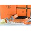 Hermes Reversible Belt Orange/Black Ostrich Stripe Leather With 18K Silver Wave Stripe H Buckle QY01469