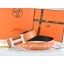 Hermes Reversible Belt Orange/Black Ostrich Stripe Leather With 18K White Silver H Buckle QY02209