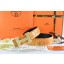 Hermes Reversible Belt Orange/Orange Crocodile Stripe Leather With18K Drawbench Gold H Buckle QY01185