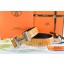 Hermes Reversible Belt Orange/Orange Crocodile Stripe Leather With18K Drawbench Silver H Buckle QY02400