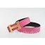 Hermes Reversible Belt Pink/Black Classics H Togo Calfskin With 18k Gold With Logo Buckle QY00620