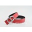 Hermes Reversible Belt Red/Black Anchor Chain Togo Calfskin With 18k Silver Buckle QY01546