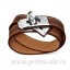 Hermes Rivale Double Wrap Bracelet Brown With Silver QY01338