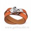 Hermes Rivale Double Wrap Bracelet Orange With Silver QY02360