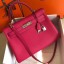 Hermes Rose Red Clemence Kelly 32cm Retourne Handbag QY02067