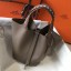 Hermes Taupe Picotin Lock 22 Bag With Braided Handles QY00830