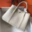 Hermes White Clemence Garden Party 30cm Handmade Bag QY01181