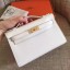 Hermes White Epsom Kelly Pochette Handmade Bag QY02345