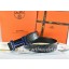 High Quality Hermes Reversible Belt Blue/Black Ostrich Stripe Leather With 18K Blue Silver Narrow H Buckle QY00758