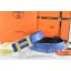 Imitation Hermes Reversible Belt Blue/Black/Black Ostrich Stripe Leather With 18K Drawbench Gold H Buckle QY00248