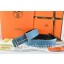 Imitation Hermes Reversible Belt Blue/Black Togo Calfskin With 18k Silver Double H Buckle QY01434