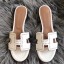 Imitation Hermes White Epsom Oasis Perforated Sandals QY01439