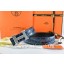 Knockoff Best Quality Hermes Reversible Belt Blue/Black Crocodile Stripe Leather With18K Silver Wave Stripe H Buckle QY00275