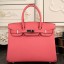 Knockoff Hermes Birkin 30cm 35cm Bag In Rose Lipstick Clemence Leather QY00453