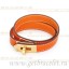 Knockoff Hermes Rivale Double Wrap Bracelet Orange With Gold QY01266