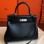 Luxury Hermes Black Box Kelly Retourne 28cm Handmade Bag QY02236