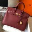 Replica Best Hermes Birkin 25cm Handbag In Bordeaux Clemence Leather QY00948